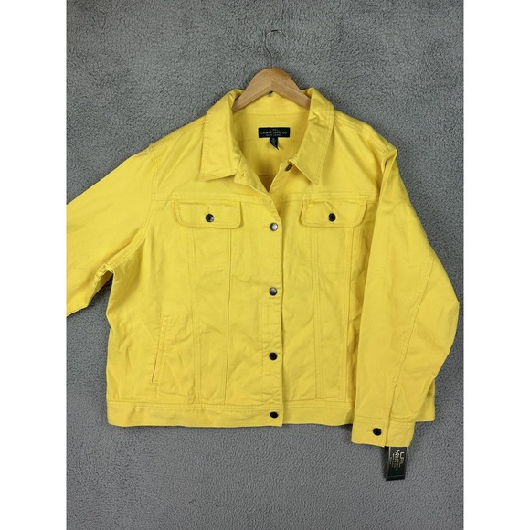 Lauren Jeans Co Ralph Lauren Jacket Womens 3X Yellow Denim Trucker Stretch New - Picture 1 of 10